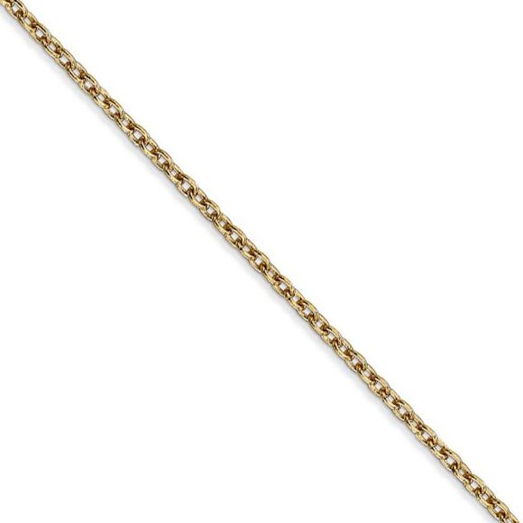 2mm, 14k Yellow Gold Solid Link Cable Chain Necklace, 18 Inch - Picture 1 of 8